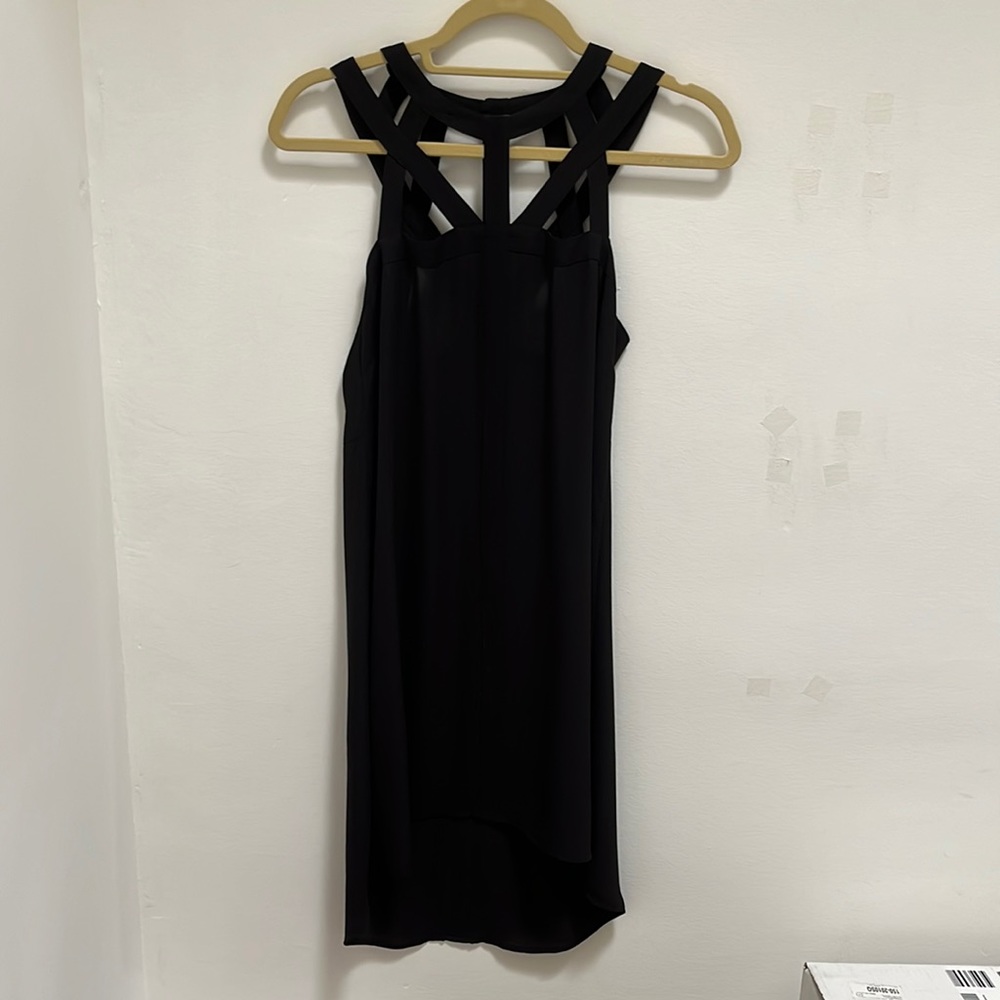 BGBC Black sheer high/low dress with Cut Out detail